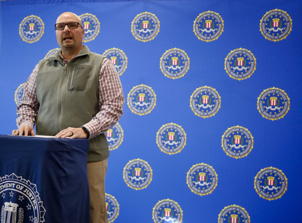 Assistant Special Agent in Charge Leonard Carollo speaks during the press conference in Fort Washakie, Wyo. (Photo: Hannah Habermann / Wyoming Public Media)
